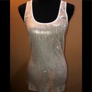 Express gold sequin sexy basic tank